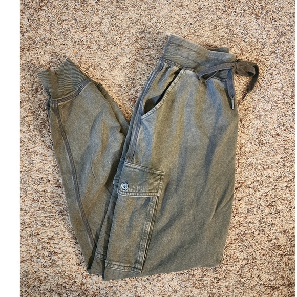 aerie Pants - Aerie Cargo Jogger Pants Washed Olive Green Utility Casual Streetwear XS
